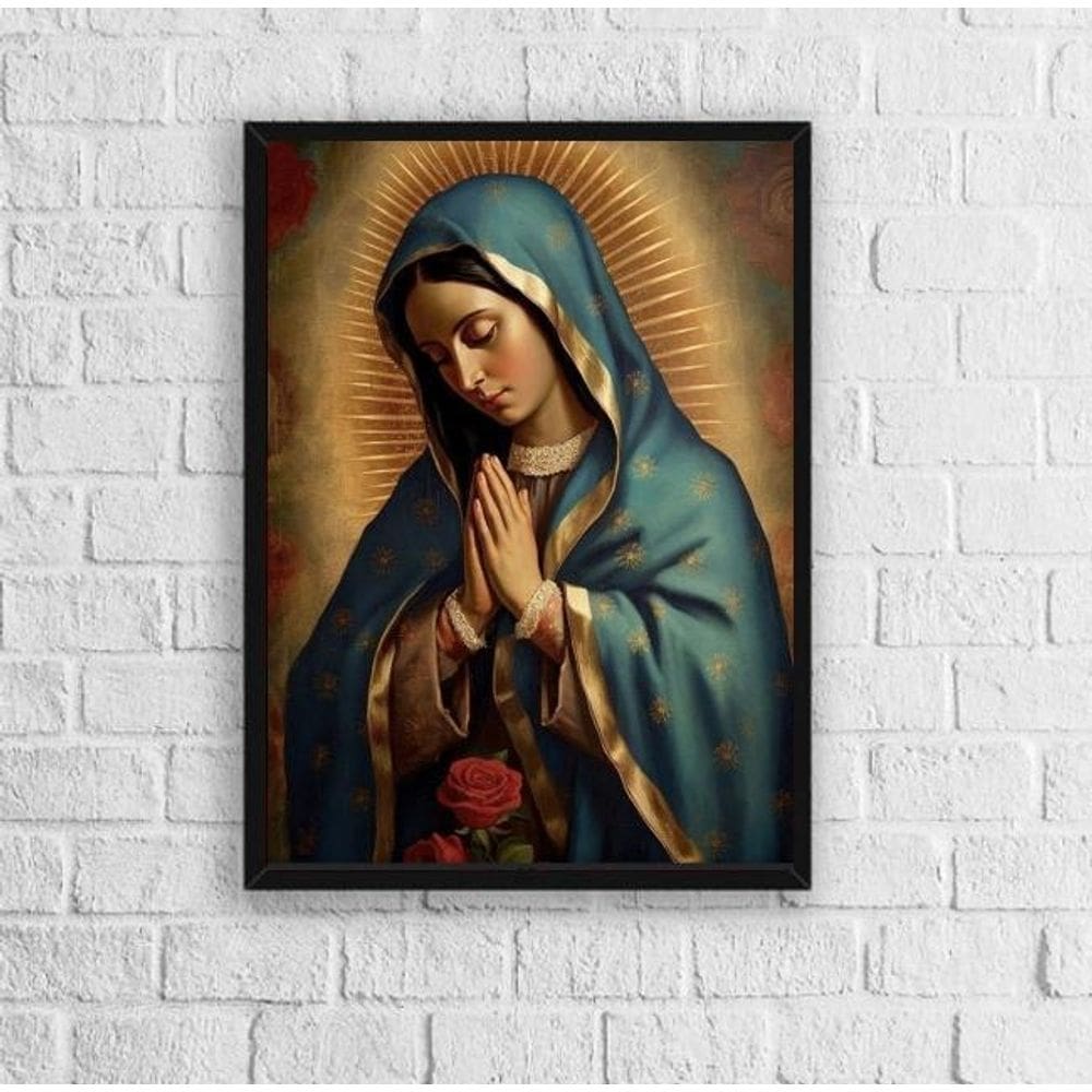 Quadro Decorativo Imaculado Coração De Maria 45X34Cm - Vidro