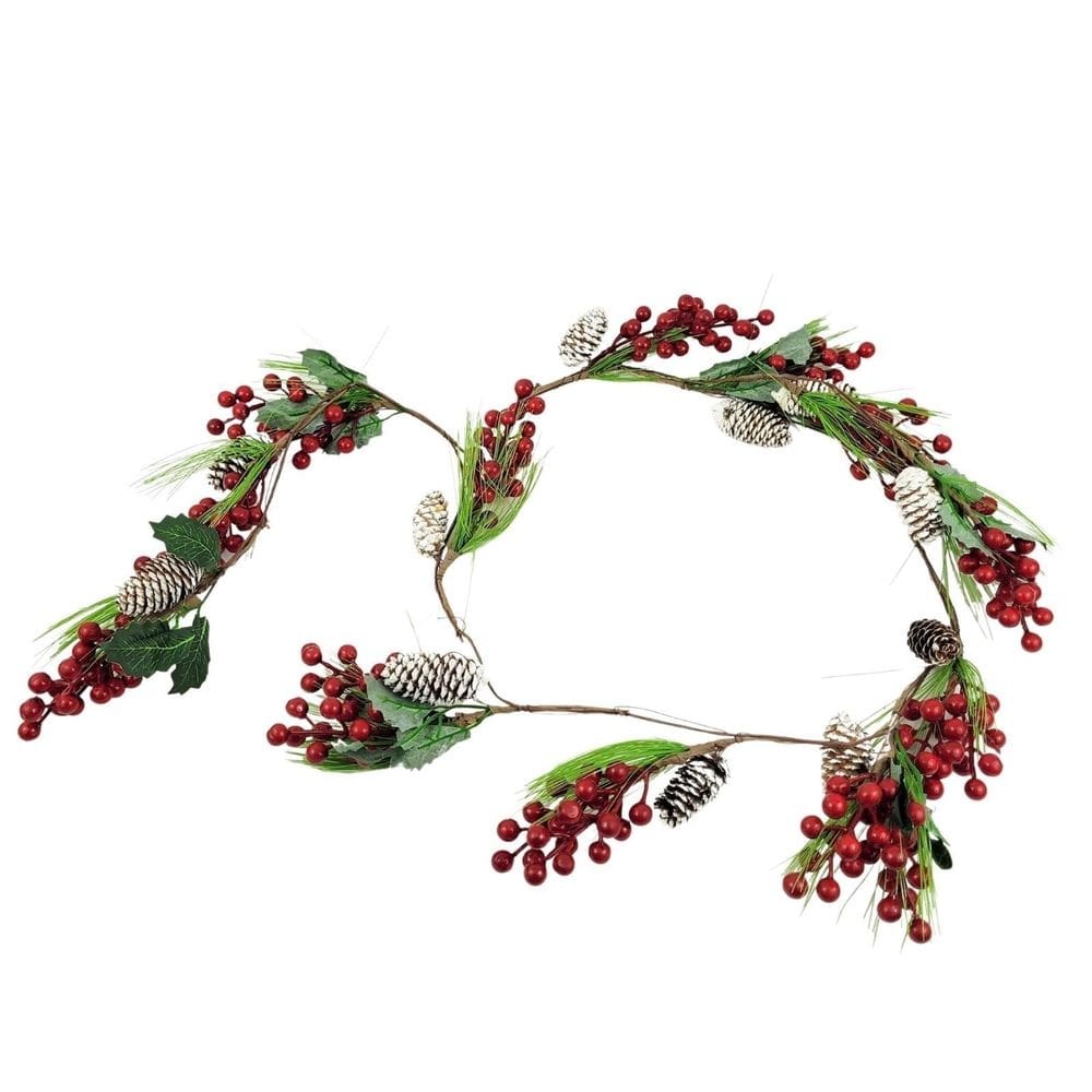Festão Amora Com Pinheiro Natalino 170X10Cm Enfeite De Natal