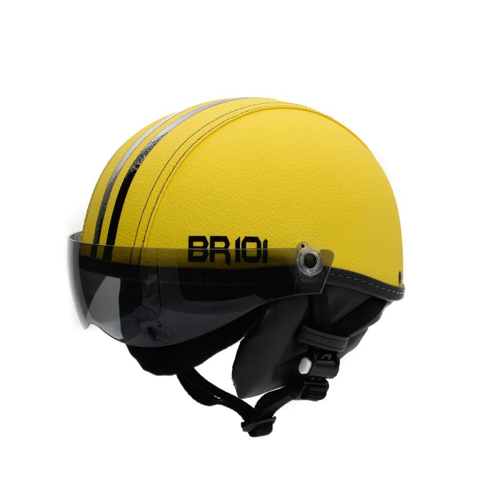 Capacete coquinho scooter elétrica bike amarelo viseira