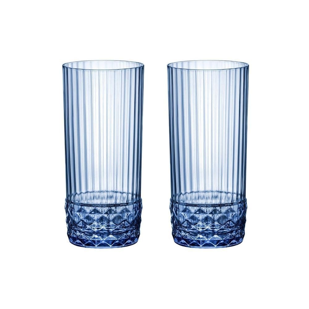Jogo 2 copos cristal água 490 ml azul america 20s bormioli
