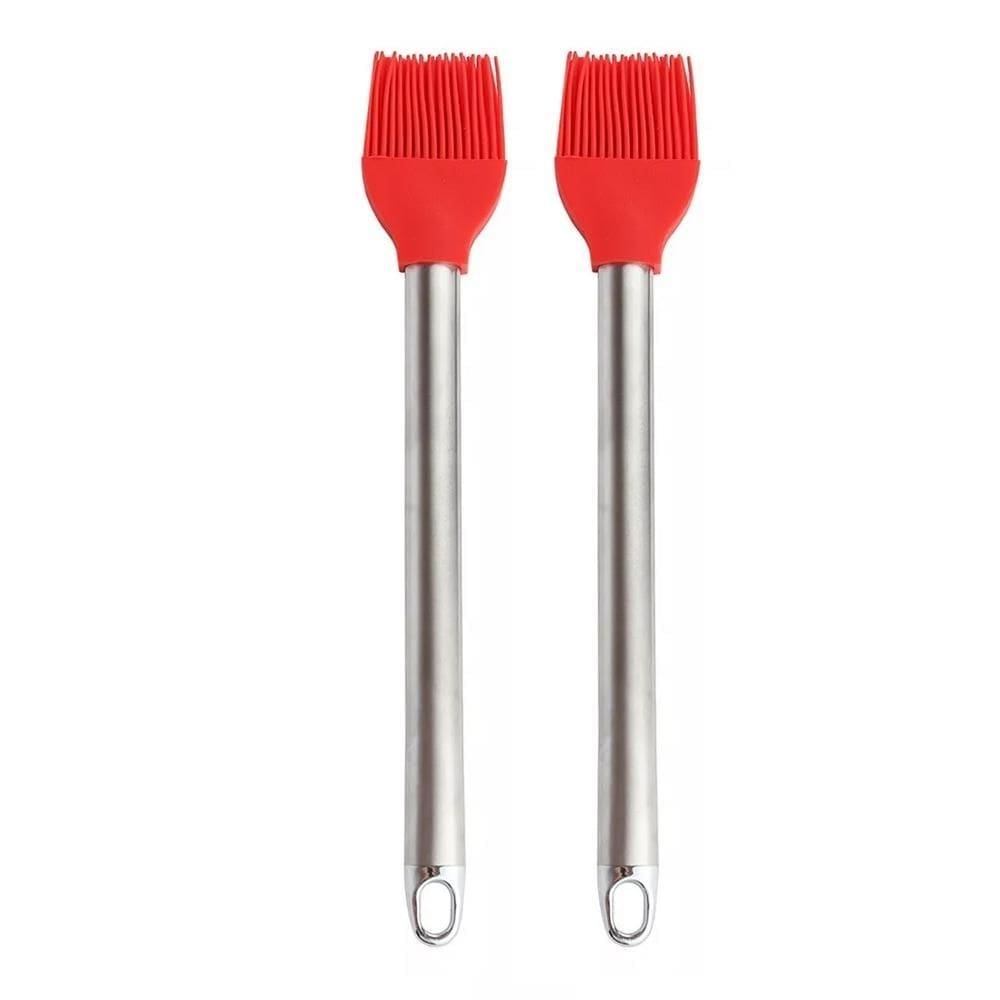 Kit 2 pincéis culinário inox silicone utensílio 25cm pequeno
