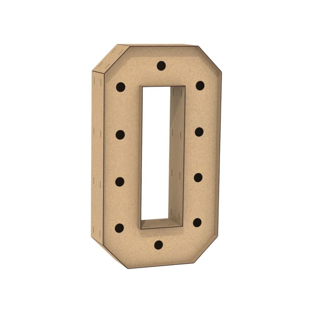 Letra Caixa Grande O Mdf 100Cm Altura Furo Lampad Iluminação