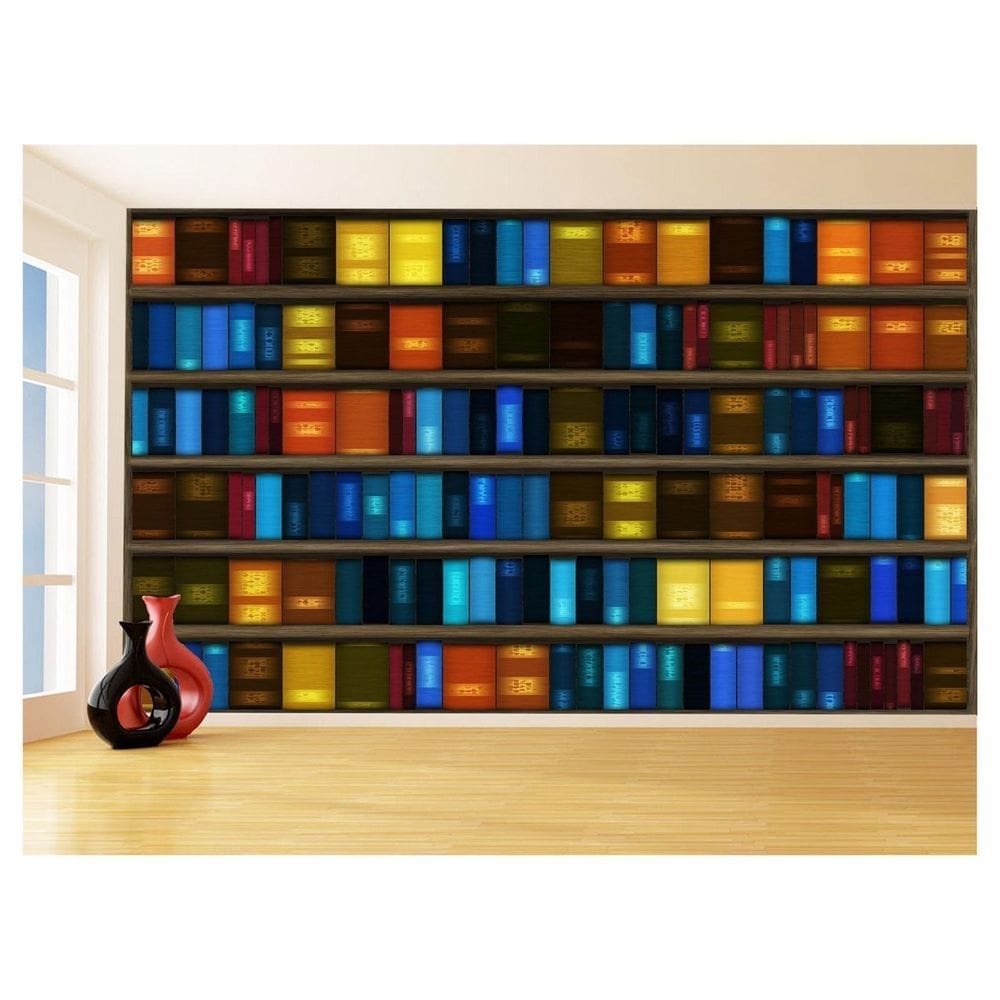 Papel De Parede 3D Estante De Livros Desenhados 3,5M Est13