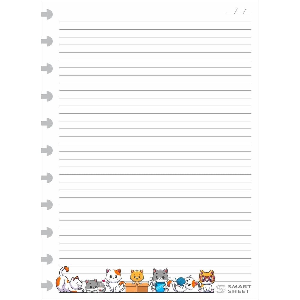 Refil Caderno Inteligente 90G G 11 Furos Gatinhos 300 Folhas
