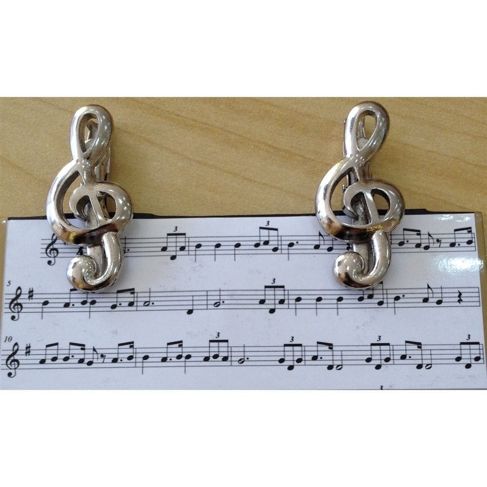 Prendedor De Partitura Clipets - Clave De Sol Cromado - Par