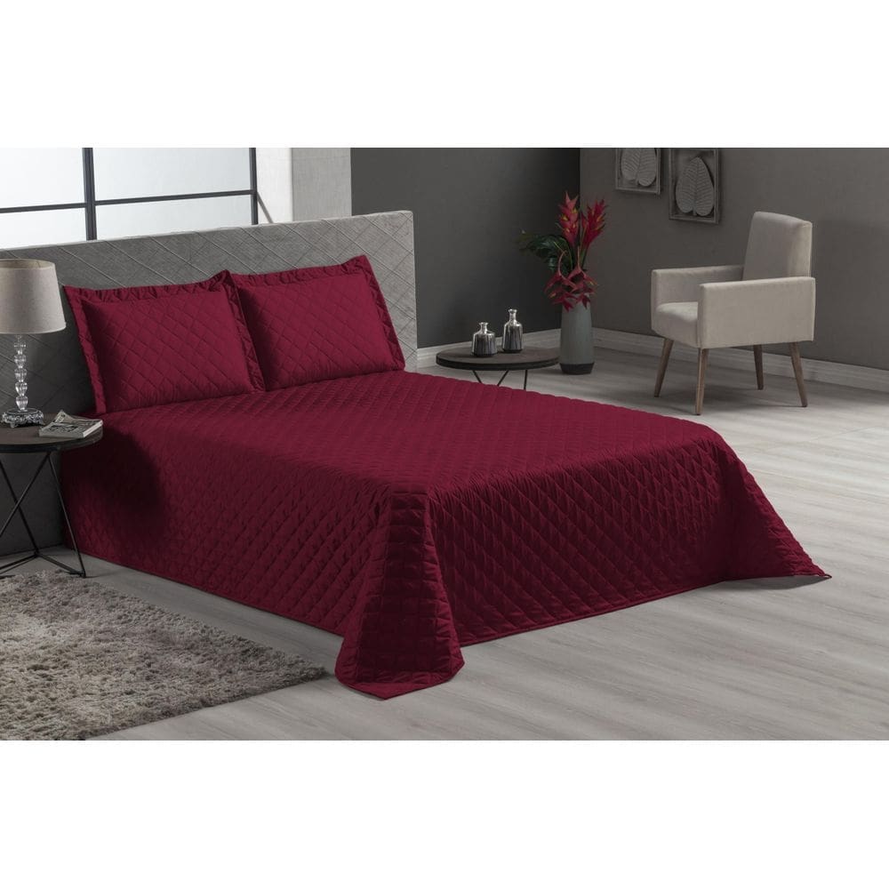 Kit jogo de cama vinho casal padrão 3 peças luxo veneza