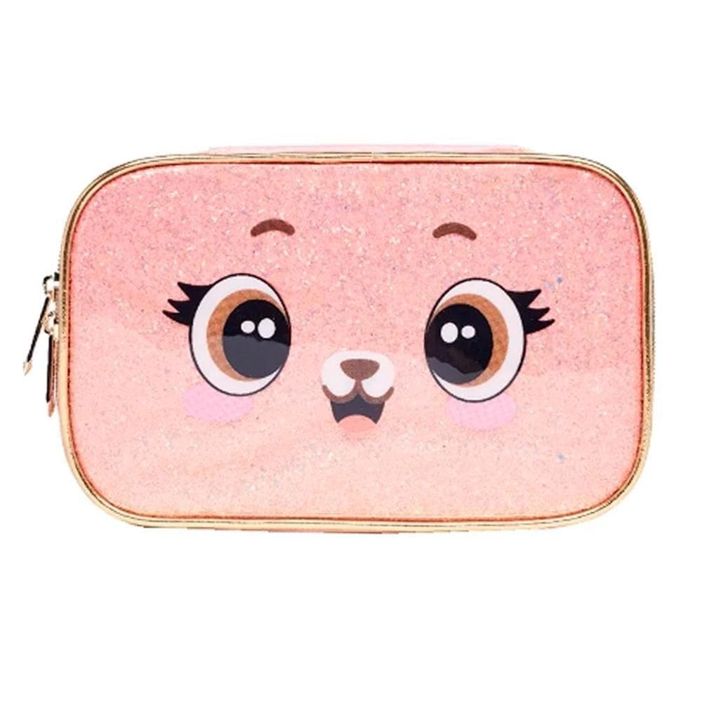 Estojo Box Raposa Pack Me Fox Brilhosa Rosa Escolar