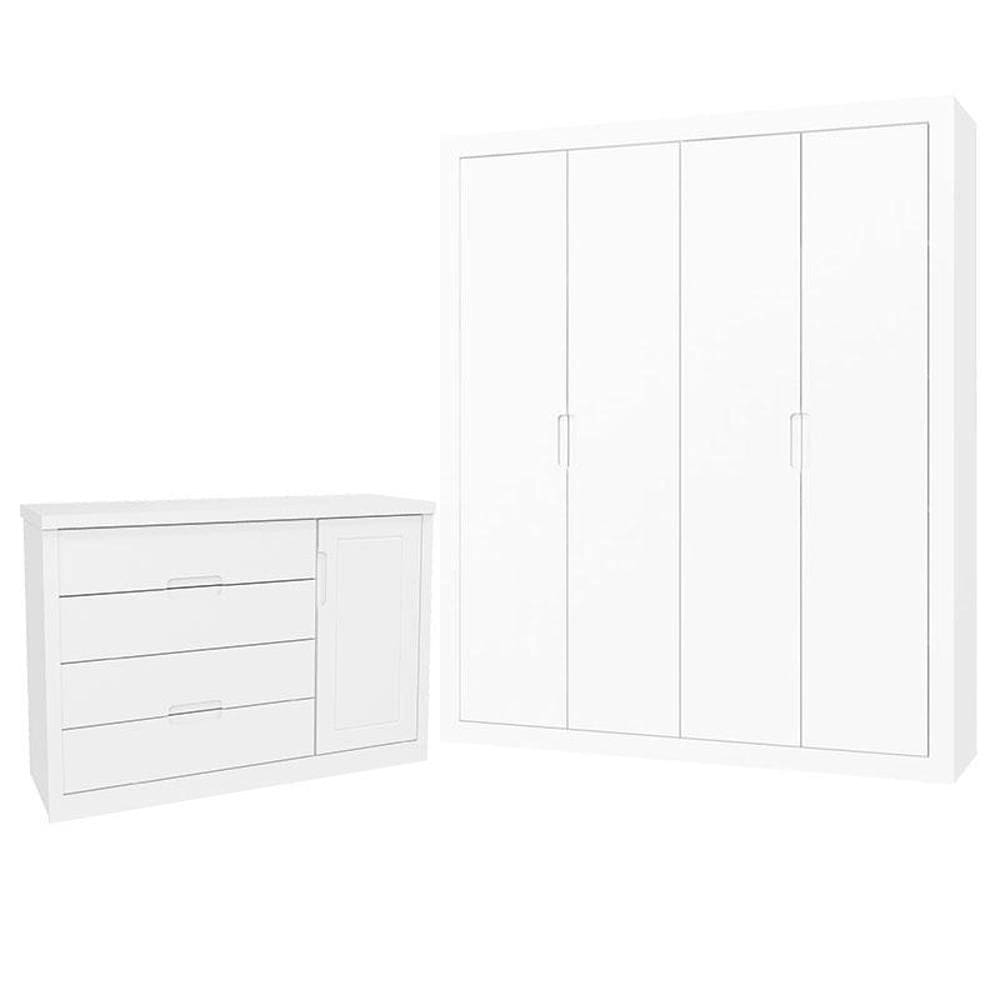 Guarda Roupa e Cômoda Infantil Tutto New Branco Acetinado - Matic