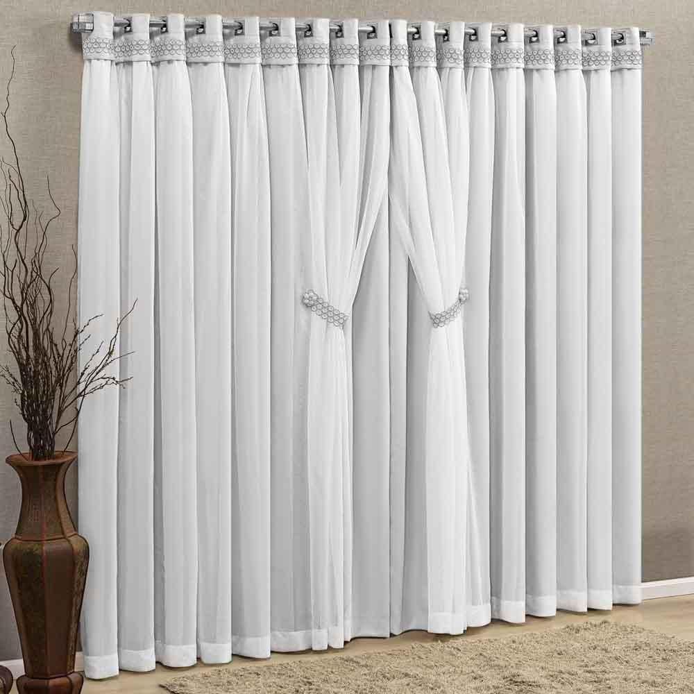 Cortina grécia 3 mts sala quarto blackout para varão branca