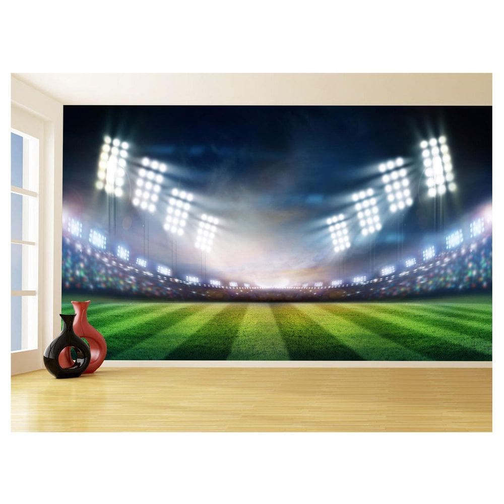 Papel De Parede 3D Esporte Estádio Gramado Campo 3,5M Spt68