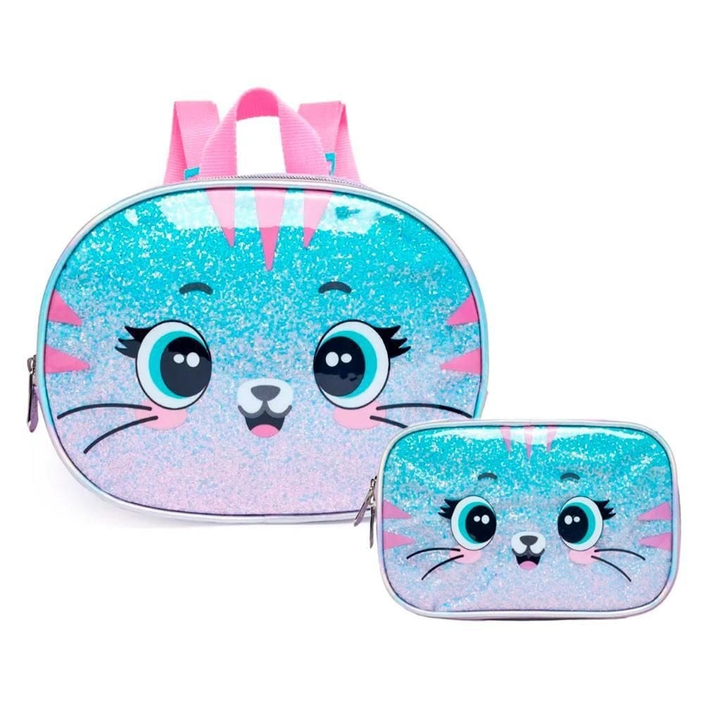 Lancheira Térmica + Estojo Box Pack Me Cat Brilhosa