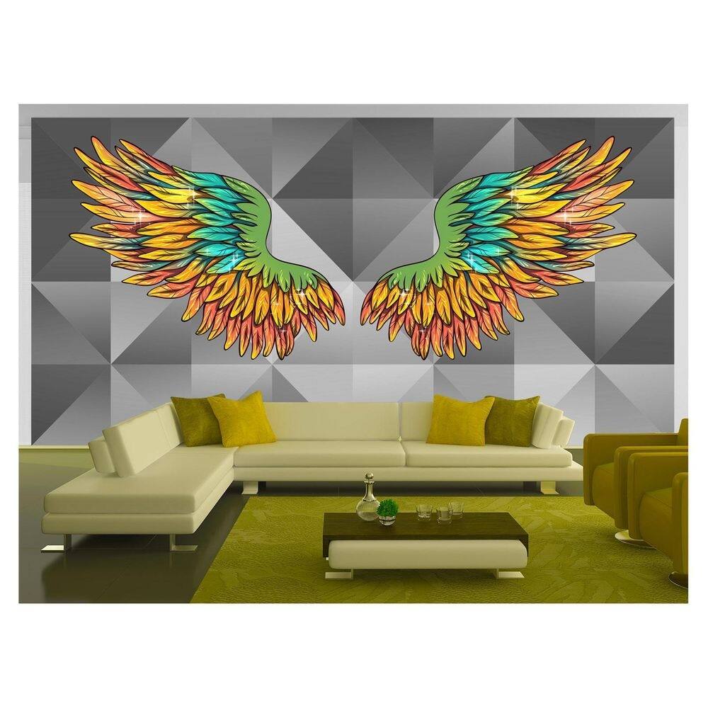 Papel De Parede 3D Arte Asas Selfie Insta Cores 3,5M Tra266