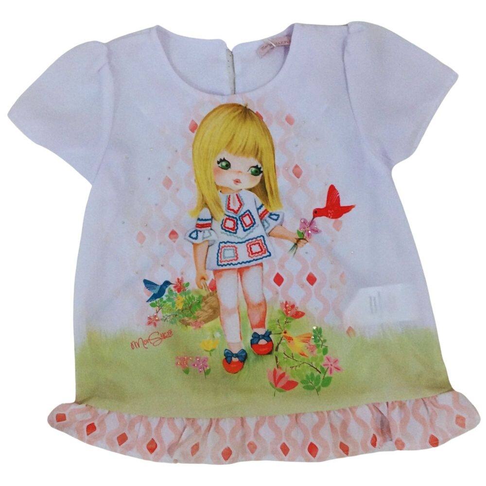 Batinha infantil com brilho fem Mon Sucrê branca/rosa