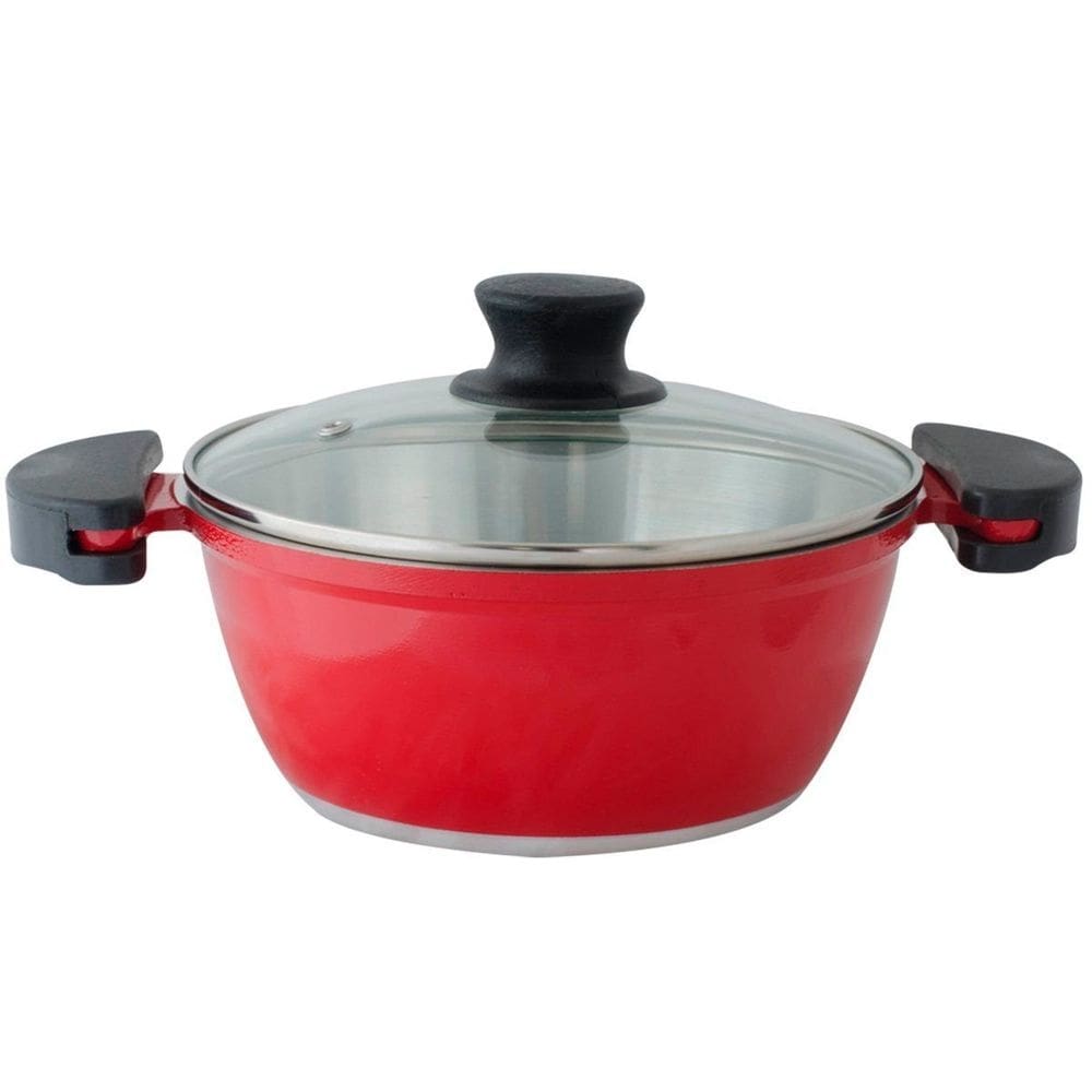 Panelão Fundido 36cm Vermelho Gulê Tampa De Vidro 11 Litros