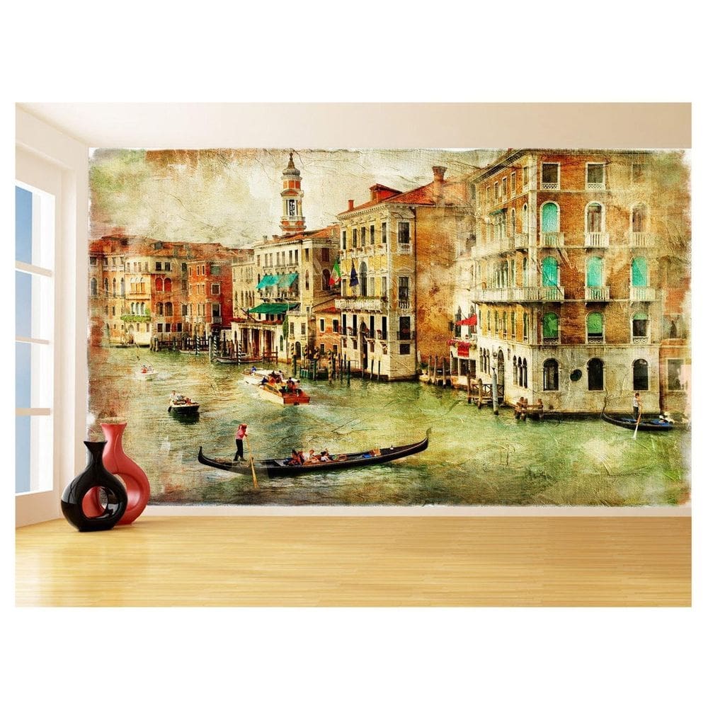Papel De Parede 3D Arte Cartão Postal Veneza 3,5M Tra55