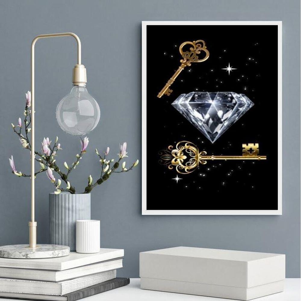 Quadro Arquétipo Chaves E Diamante 24X18Cm - Com Vidro