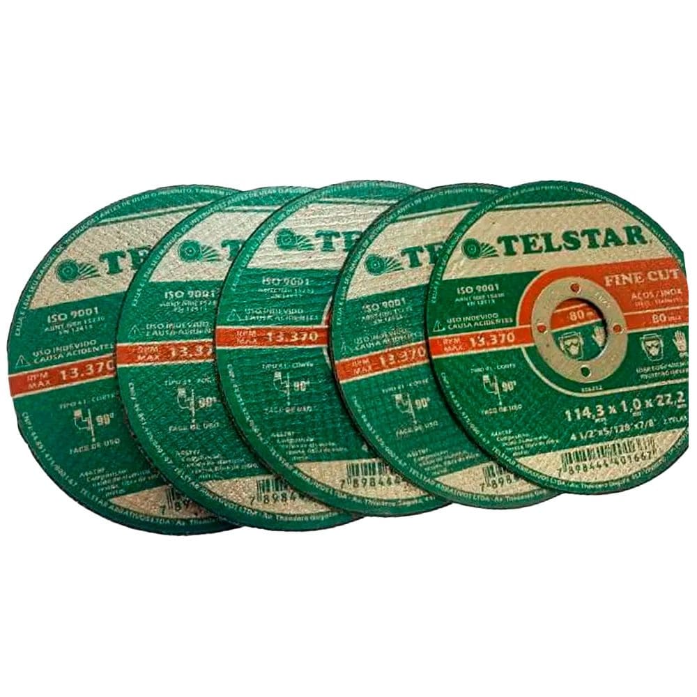 kit 10 Disco Corte Fine Cut Aço Inox 4 1/2 x1.0 x7/8 Telstar