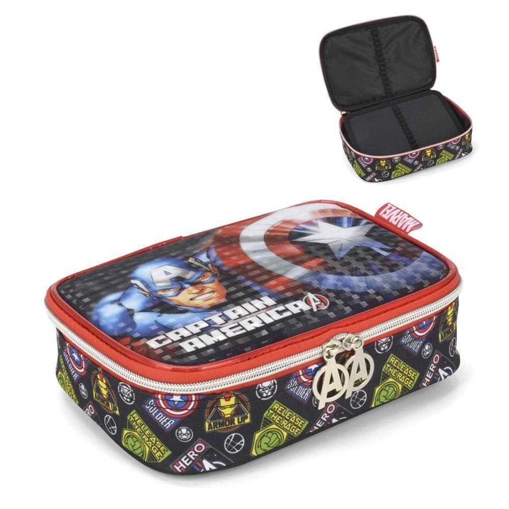 Estojo Baú Infantil Marvel Capitão América Vermelho Luxcel