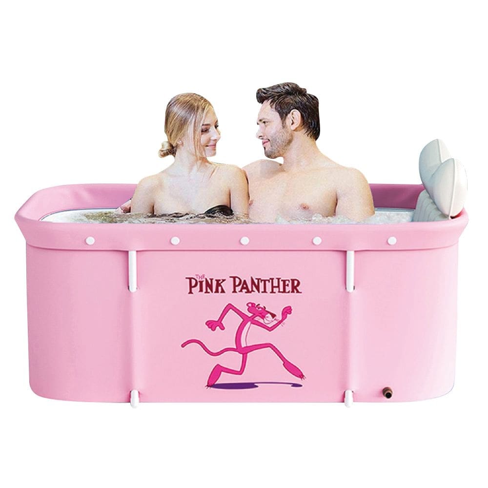 Banheira Dobrável Retangular com Acessorios Vg+ Pantera Cor de Rosa