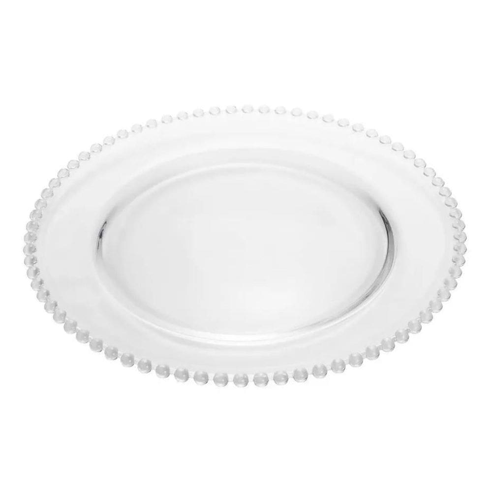 Prato cristal sousplat wolff de cinza pearl 28cm decoração