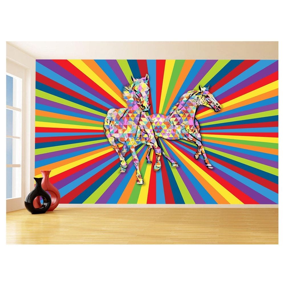 Papel De Parede Animais Pop Art Cavalos PXA366 1,75X2,0M