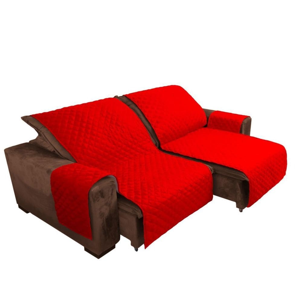 Capa de sofá 1,80m retratil reclinavel vermelho com bolso 2l
