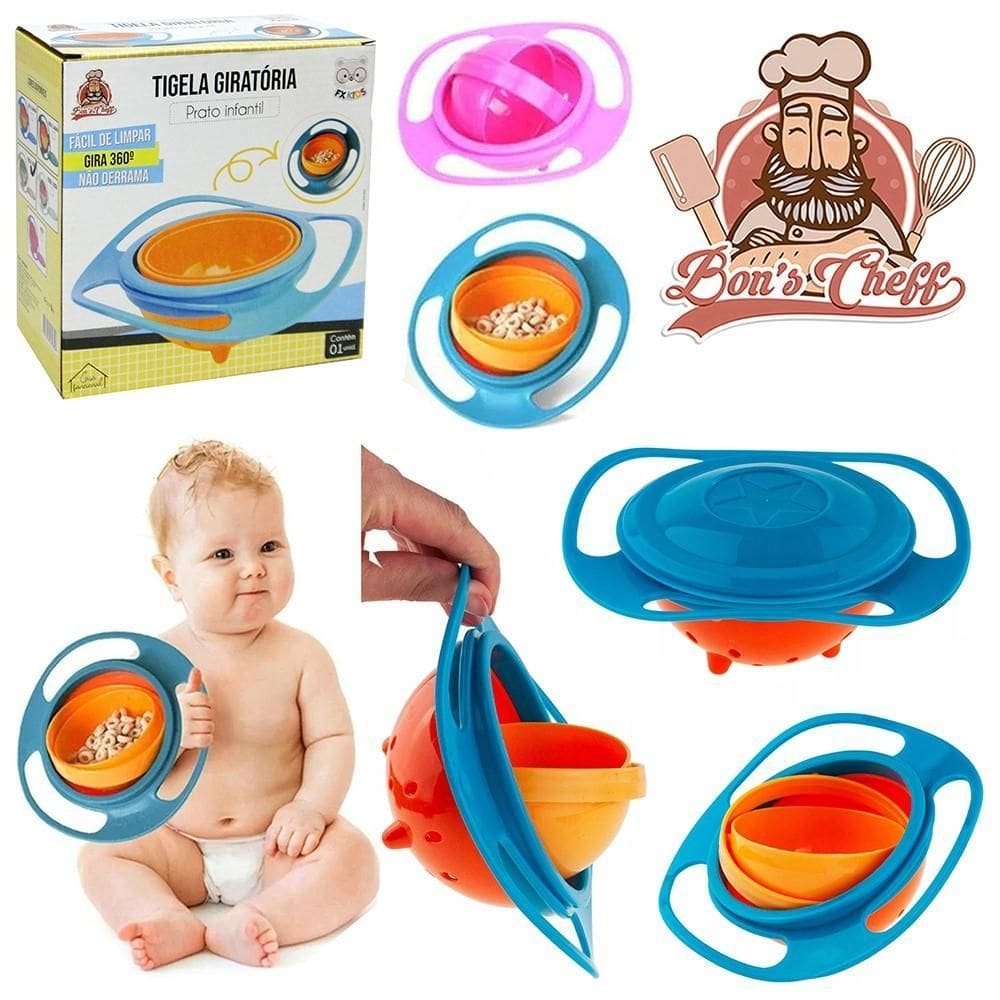 Prato plastico infantil tigela giratoria anti derramamento