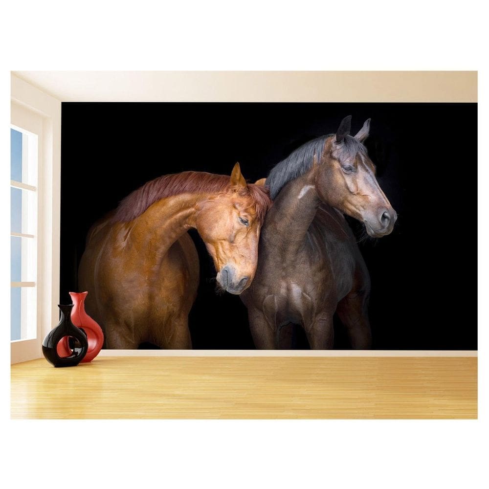 Papel De Parede Animais Casal Cavalos Fazenda 3,5M Anm321