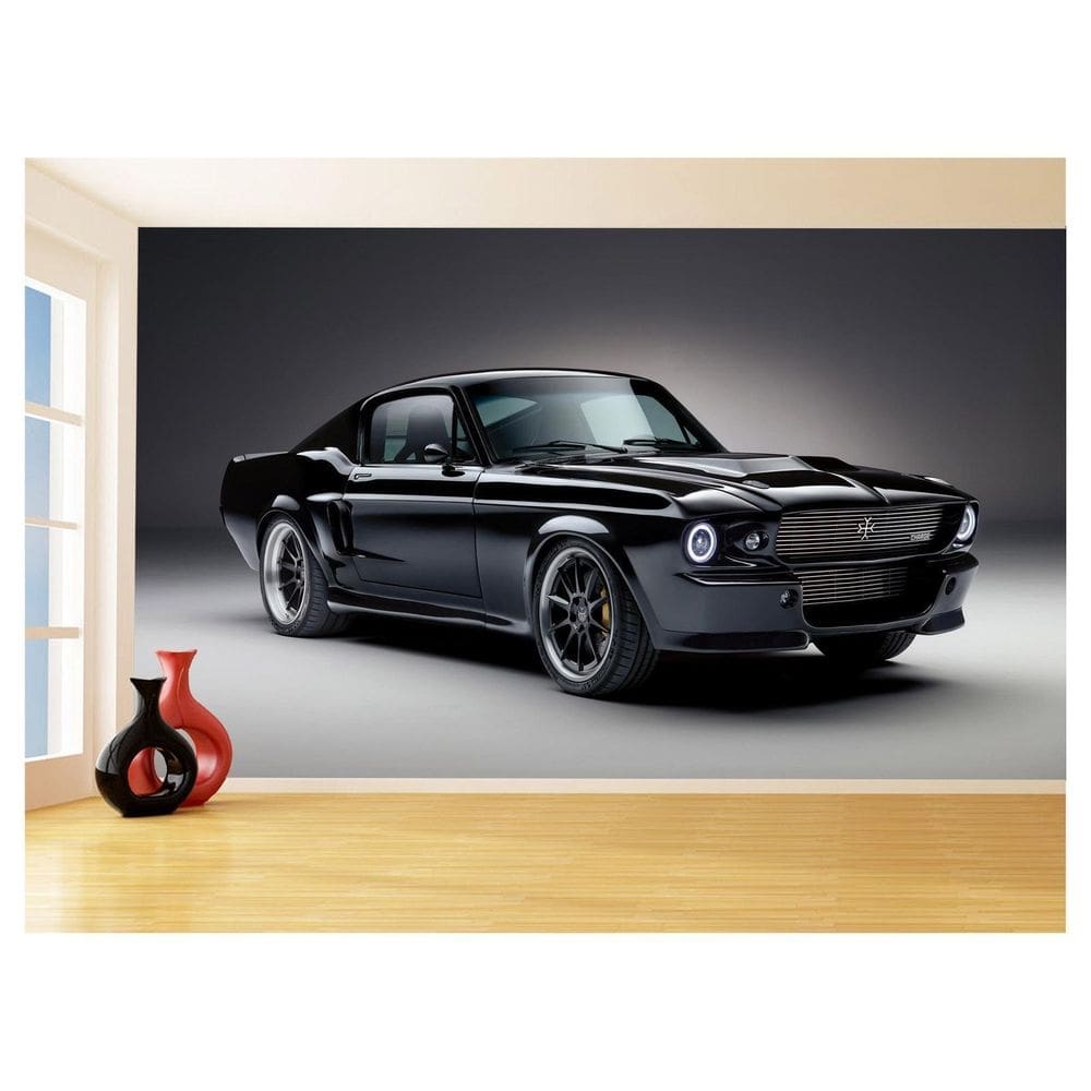 Papel De Parede 3D Carro Antigo Ford Mustang Hot 3,5M Cxr47