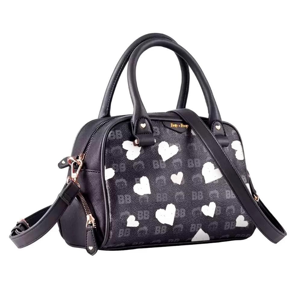 Bolsa Transversal Betty Boop Preto E Coração Branco - Semax