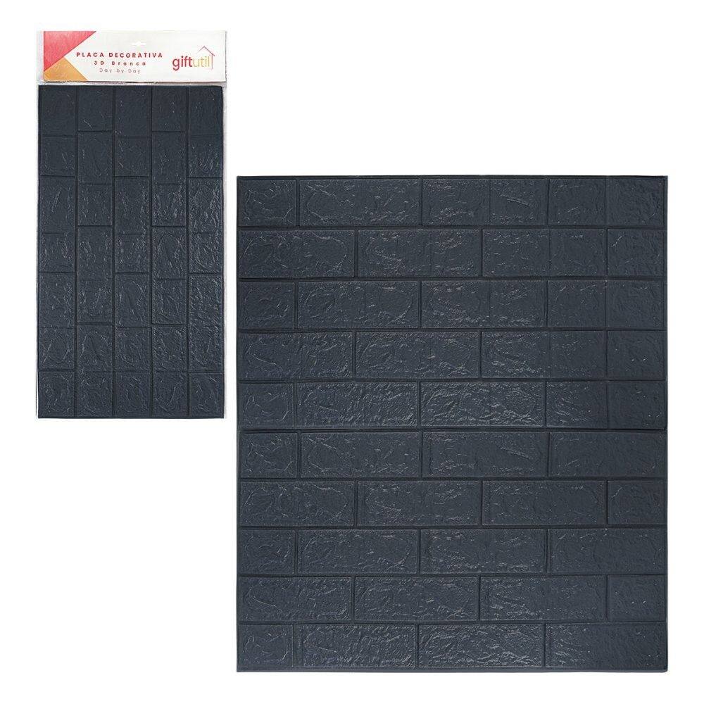 Placa Decorativa 3D 70X77cm Preta