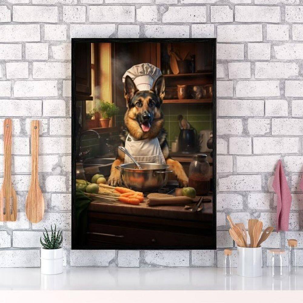 Quadro Para Cozinha Cão Raça Pastor Alemão 45X34Cm
