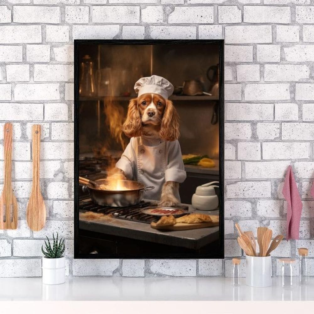 Quadro Para Cozinha Cão Cocker Spaniel`S 24X18Cm - Com Vidro
