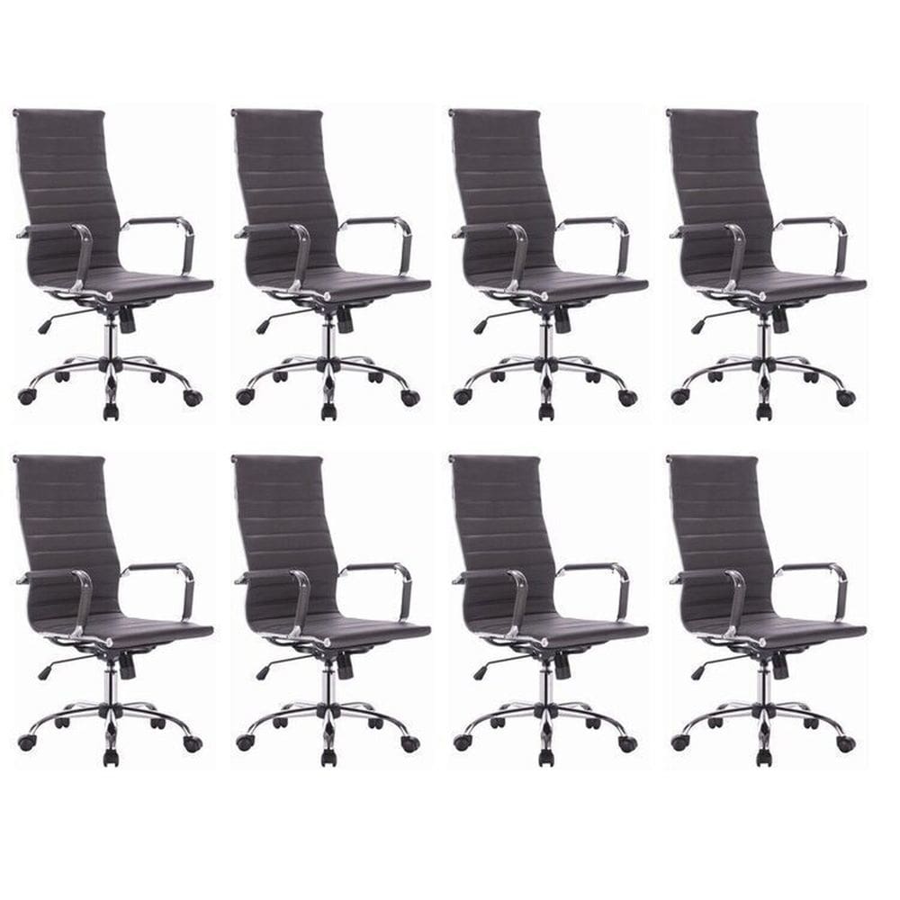 Kit 8 Cadeiras para Escritório Presidente Office Preto