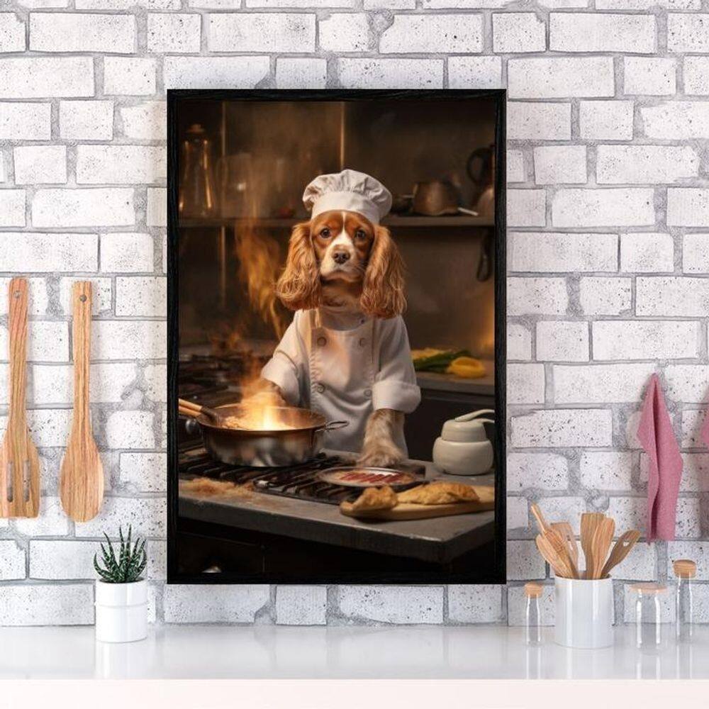 Quadro Para Cozinha Cão Cocker Spaniel`S 24X18Cm - Com Vidro