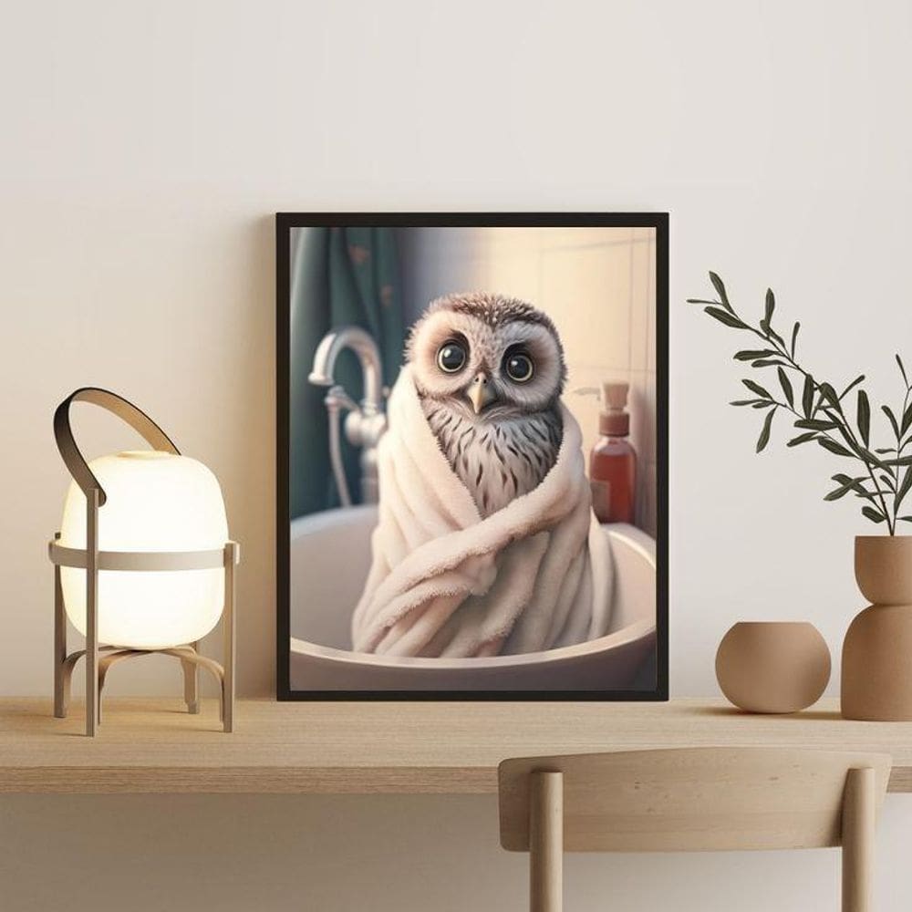 Quadro Decorativo Para Banheiro Corujinha 24X18Cm