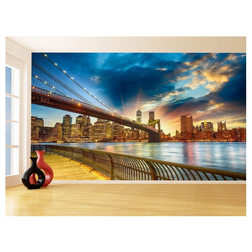 Papel De Parede Cidade Ponte Prédios New York 3,5M Ncd262