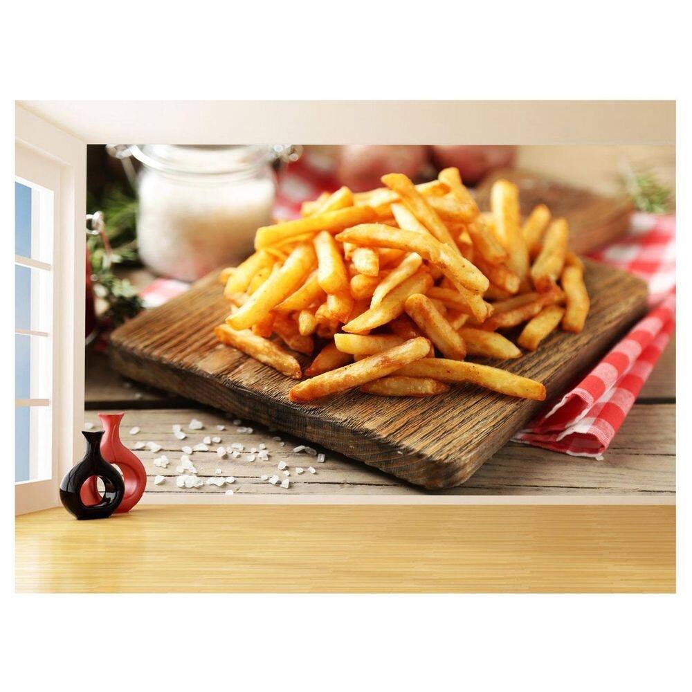 Papel De Parede 3D Alimentos Batatas Frita Dore 3,5M Al327