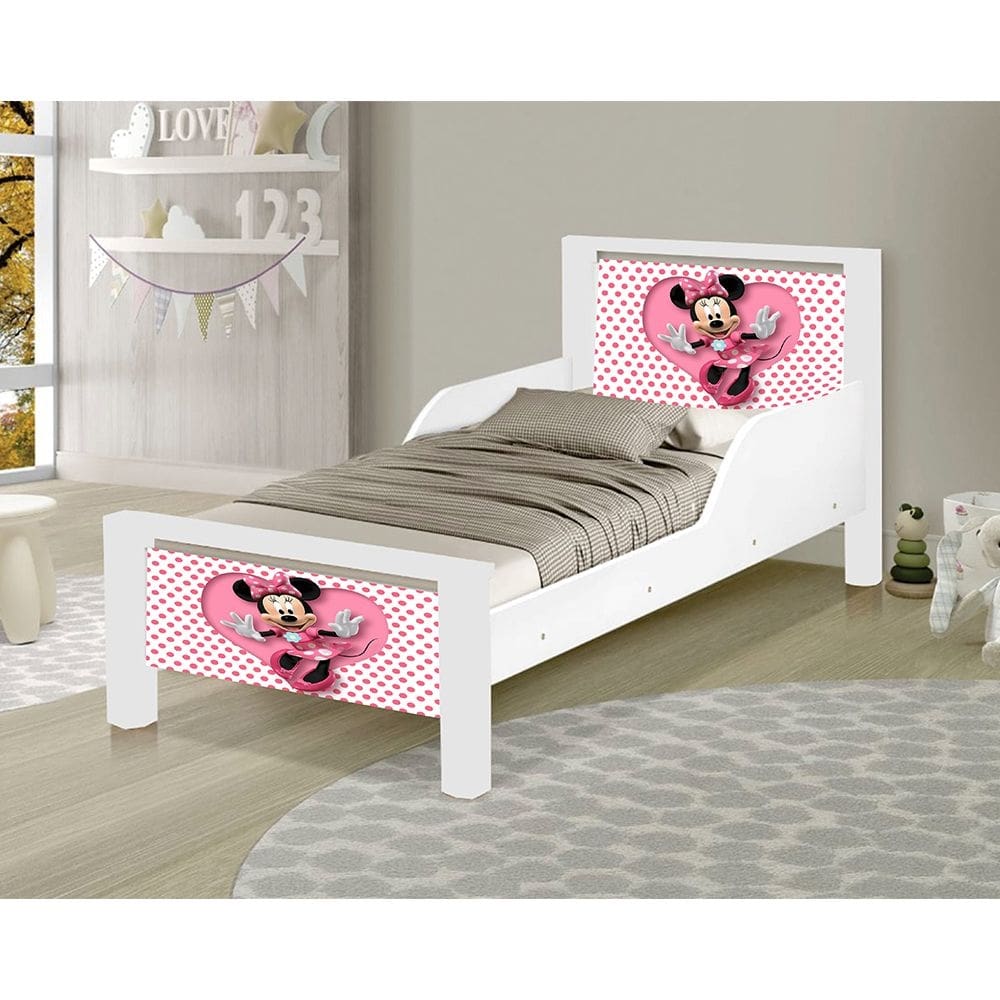 Mini Cama de Criança Infantil Adesivada Minie