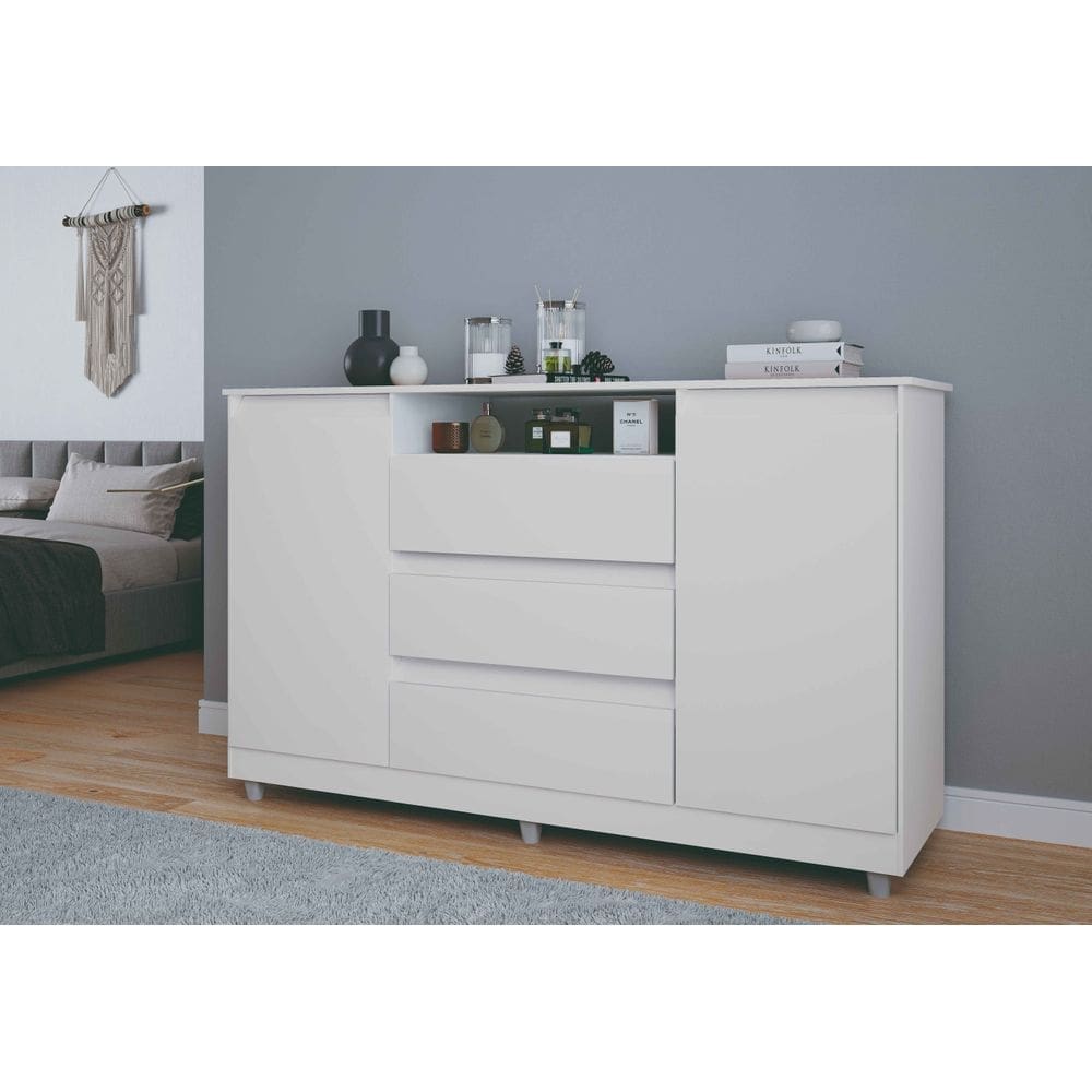 Cômoda Organizadora 3 Gavetas 2 Portas Vênus Branco - Rede Móveis