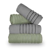 Jogo com 4 Toalhas Wave Premium 450g/m² Algodão Banhão e Rosto Verde e Cinza