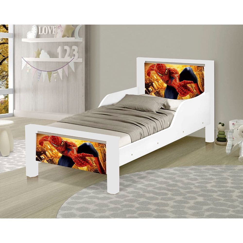 Mini Cama de Criança Infantil Spider Adesivada com Colchão
