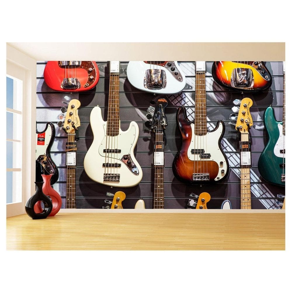 Papel De Parede 3D Musica Guitarra Cores Loja 3,5M Mus119