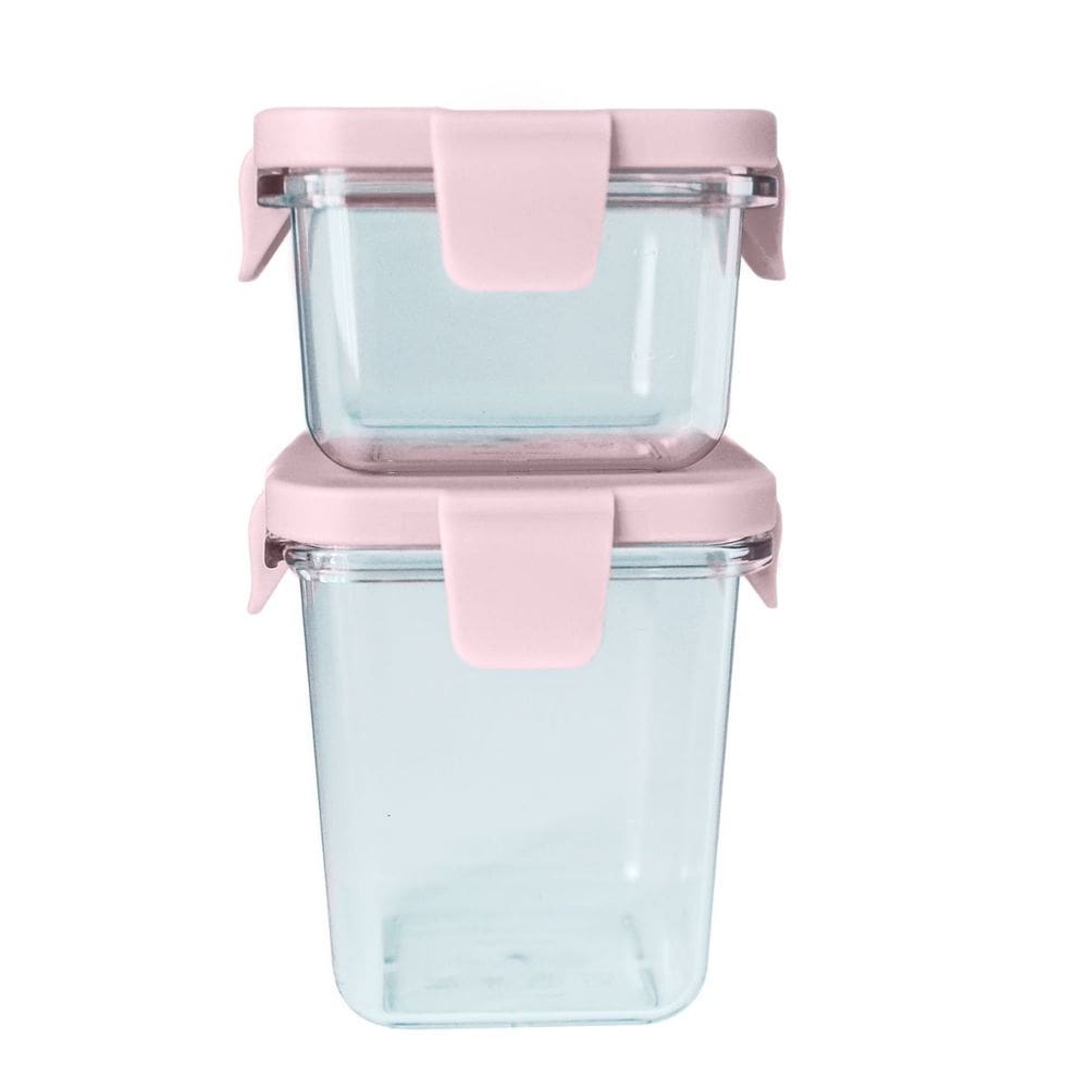 Kit com 2 Potes em Tritan Rosa Bebê - Marcus & Marcus