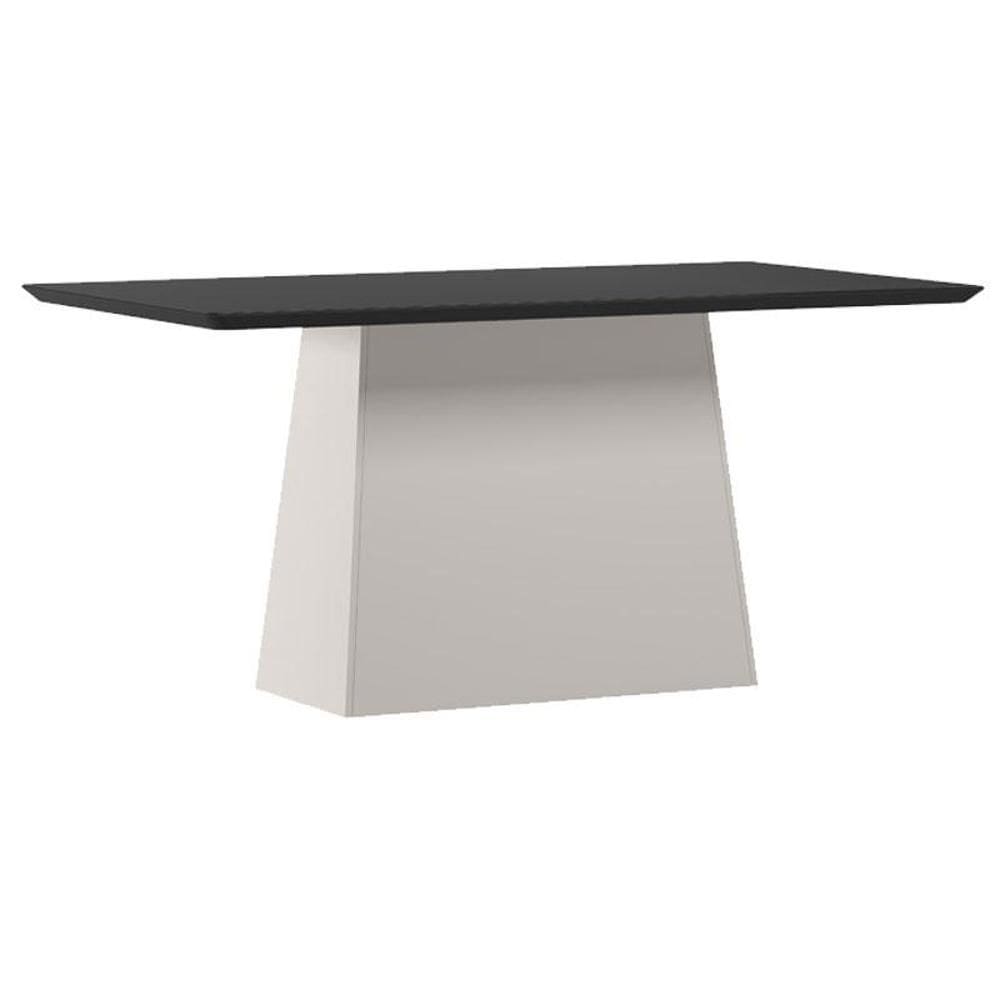 Mesa de Jantar 160 cm Barbara com Vidro Off WhIte Preto – New Ceval