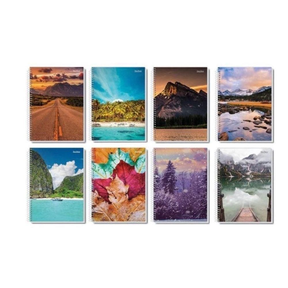 Caderno Espiral 1/4 Capa Flexível 48 Folhas Pequeno Kit 40Un