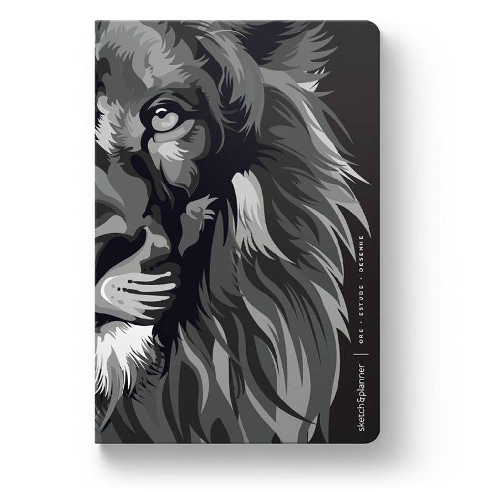 Sketch & Planner - Lion Colors black & white: Ore, Estude, Desenhe