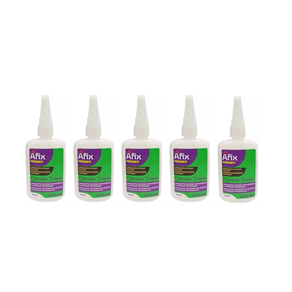 05 Cola Adesivo Instantânea Ultrarrápido Afix ExtraForte 100gr