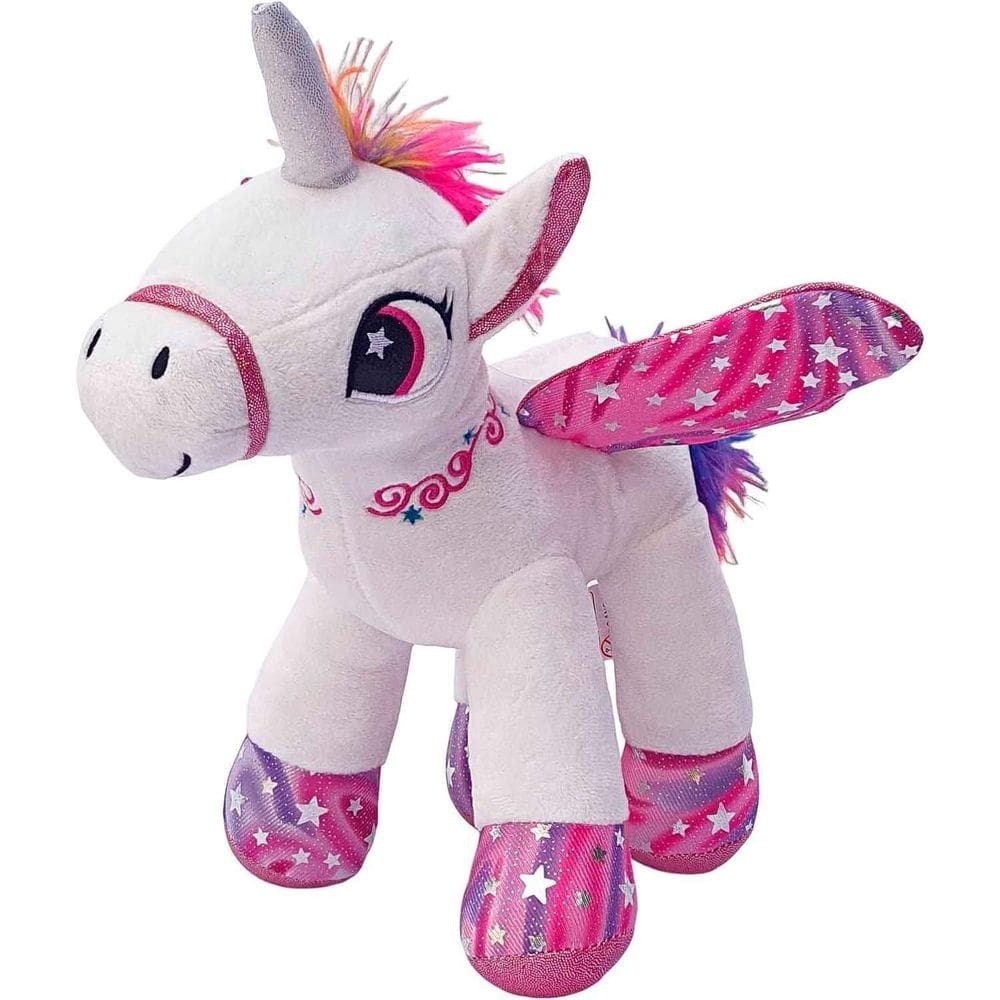 Unicórnio De Pelúcia Ursinho Asas Coloridas Infantil Rosa