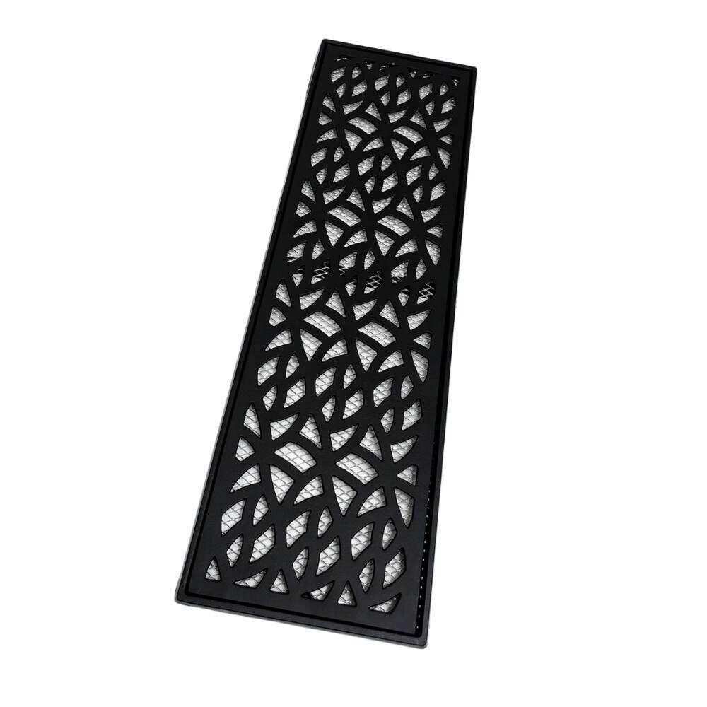 Grelha Pluvial com Aro 15cm x 50cm Preto Garden com Tela